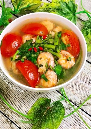 Hình của món Canh Chua Rau Muống Nấu Tôm Thẻ.