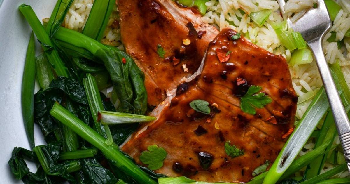 Hoisin Glazed Tuna Steak With Choi Sum Recipe by Natalie Marten