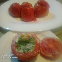 Oven baked stuffed tomatoes A picture of Oven baked stuffed tomatoes.