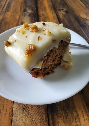A picture of Zucchini Cake with Cream Cheese Frosting.