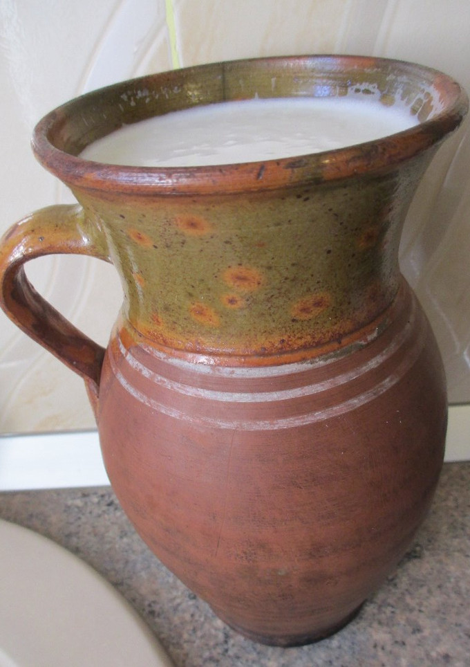 Una foto de Kéfir casero de leche de la granja