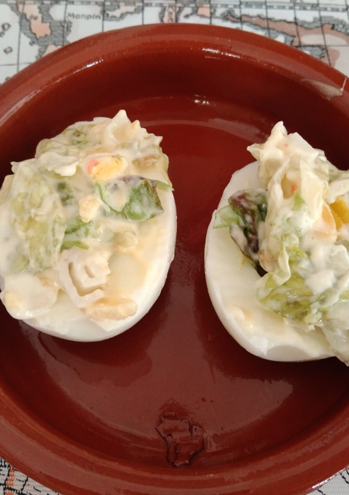 Una foto de Huevos rellenos 🥚 en freidora de aire