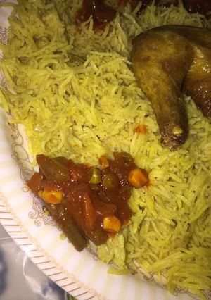 صورة لوصفة رز اصفر دجاج