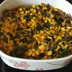 A picture of Corn Patra (Colocasia) curry.