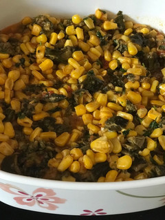 A picture of Corn Patra (Colocasia) curry.