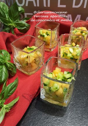 Une photo de Verrines apéritives de concombre et melon