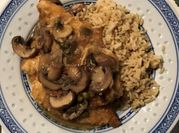 A picture of thin sliced chicken breast mushrooms