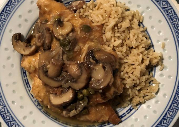 Chicken Francese with Mushrooms and Capers