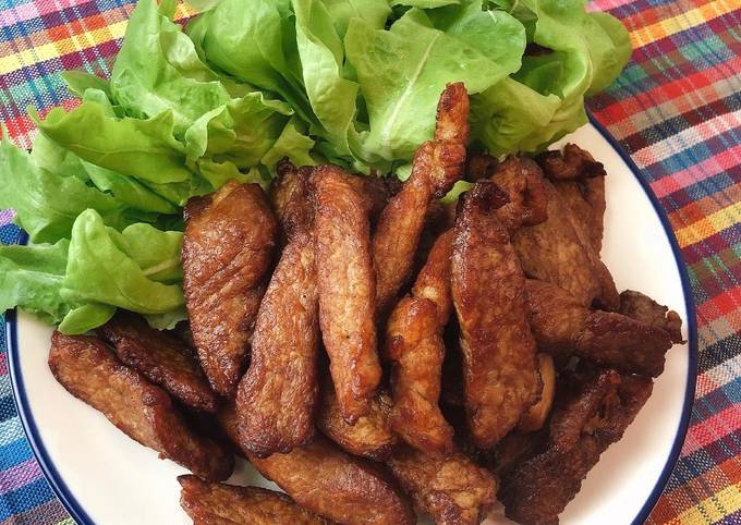 Thai Street Food •Sun Dried Pork Thai Style •Easy Recipe Moo Dad Deaw (Recipe number 1)