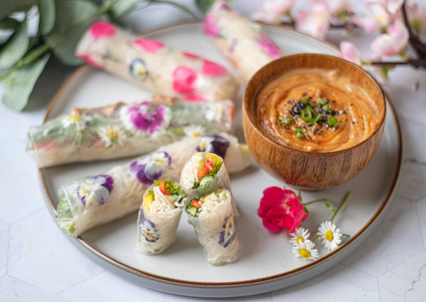 Roll On Summer Rolls with Peanut Dipping Sauce ☀️ 💐