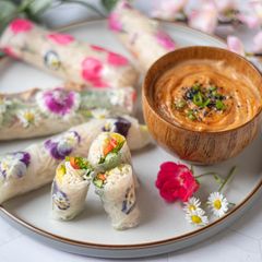 A picture of Roll On Summer Rolls with Peanut Dipping Sauce ☀️ 💐.