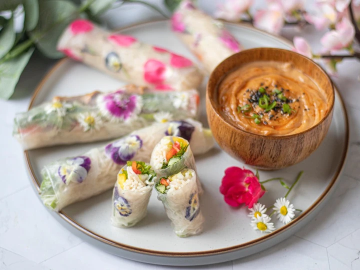Easy Steps Prepare|Recipe} Roll On Summer Rolls with Peanut Dipping Sauce ☀️ 💐, Perfect