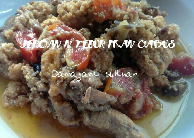 Resep Jeroan Dan Telur Ikan Gabus Parutan Dan Intalu Iwak Haruan Oleh