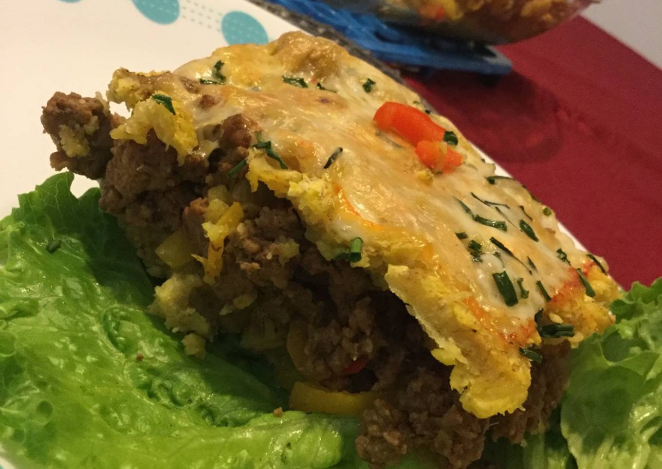 Pastel de carne y plátano verde