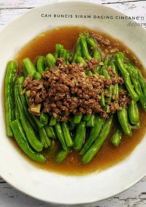 Foto resep Cah buncis siram daging cincang