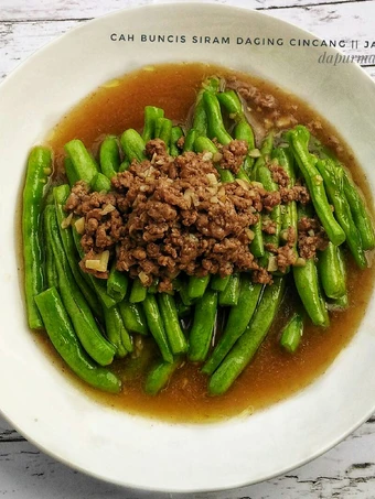 Cara Gampang Menyiapkan Resep  Cah buncis siram daging cincang yang Bisa Manjain Lidah, Bisa Manjain Lidah