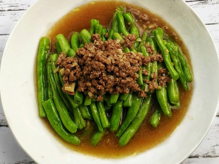 Langkah Gampang Membuat Resep  Cah buncis siram daging cincang yang Bisa Manjain Lidah, Enak