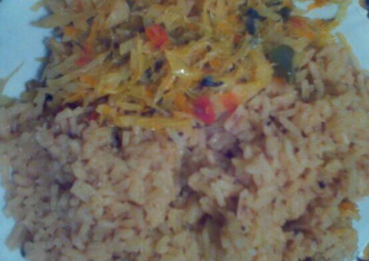 Pilau served with cabbage