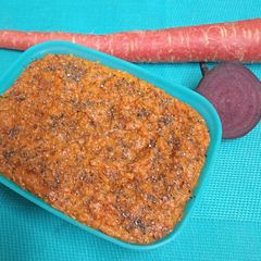Orangish - Pink Rich Creamy Carrot & Beetroot Halwa A picture of Orangish - Pink Rich Creamy Carrot & Beetroot Halwa.