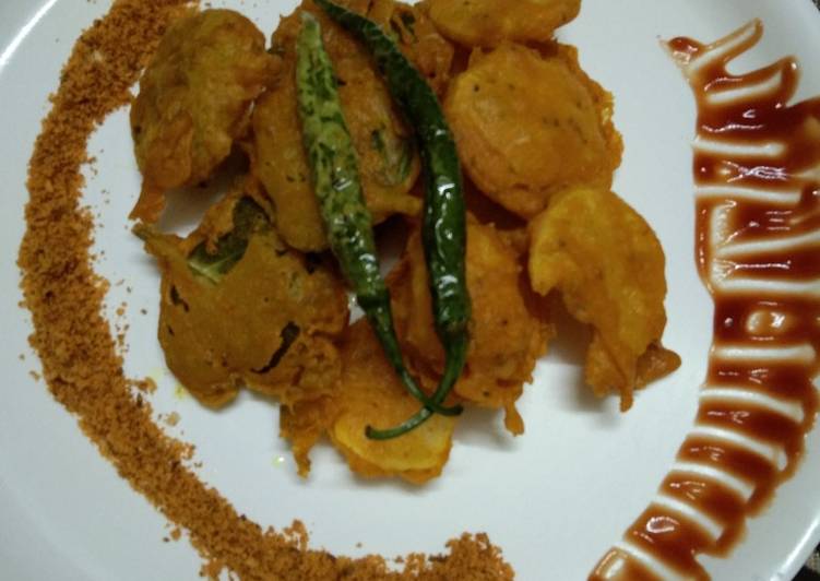 Step-by-Step Guide to Prepare Any-night-of-the-week Potato and carom leaves fritters