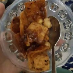 A picture of Papri chat with leftover roti.
