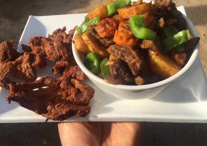 Recipe of Perfect Stir fried Potato, vege &amp; meat