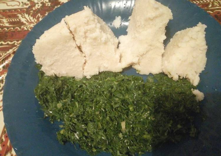 Ugali and steamed kales