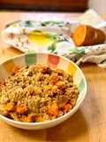 Cous cous integral especiado con pollo, boniato y tomate seco