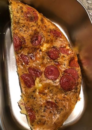 A picture of Oven-Baked Light Frittata with Hot Dogs.