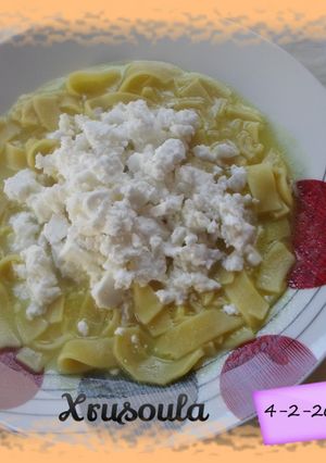 A picture of Vlach-Style Hilopites with Feta Cheese.