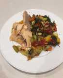 Baked trout and vegetables