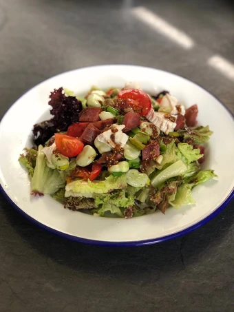 Easy Steps to Prepare|Recipe} Basque sausage, goats cheese, broad bean and spring onion salad Anti-Fail