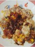 Aloo and corn fried veg patties with cheese n kismis