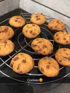 A picture of Whole wheat and jaggery chocolate chip cookies.