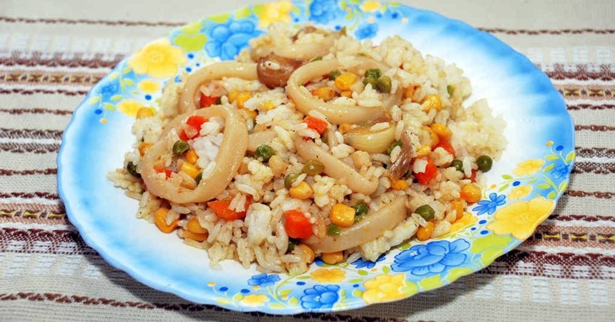 Рецепты с рисом и кальмарами и кукурузой