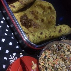 A picture of Mix Dal paratha with Ama Chunda.