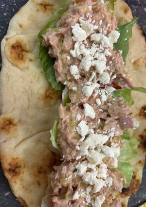 A picture of Tuna salad wrap lunch.