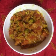 A picture of Carrots ki sabji with peas.