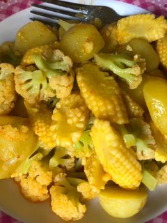 Foto resep Potato with baby corn and cauliflower sauce by butter and chili sauce