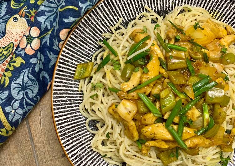 Mango Habanero Chicken with Olio Spaghetti 🍝