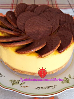 Una foto de Tarta de natillas y galletas de chocolate