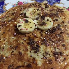 A picture of Eggless wheat banana pancakes.
