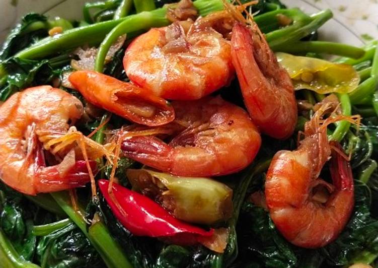 Bahan Cah kangkung udang | Cara Buat Cah kangkung udang Yang Menggugah Selera