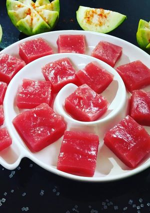 A picture of Goan Perad/ Guava Cheese/ Guava Jelly.