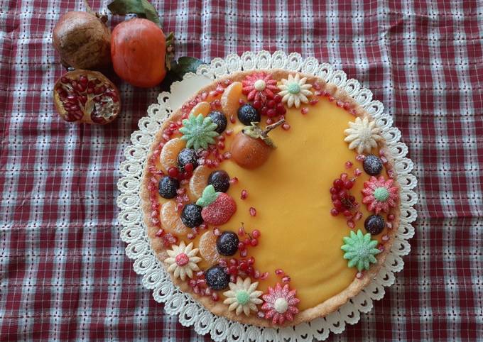 Ricetta di Fatto in casa super veloce Crostata frutta e fiori