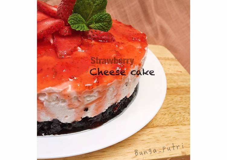 Bagaimana Membuat Strawberry cheese cake, Enak Banget