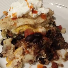 A picture of Brad's ez black bean and steak tamale pie.