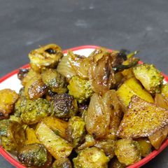 A picture of Mini karela potatoes GM masala baaji.