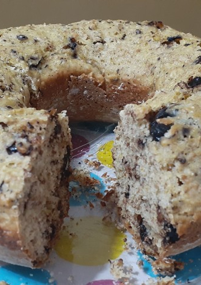 Una foto de Budín integral de naranja y chocolate, sin azúcar