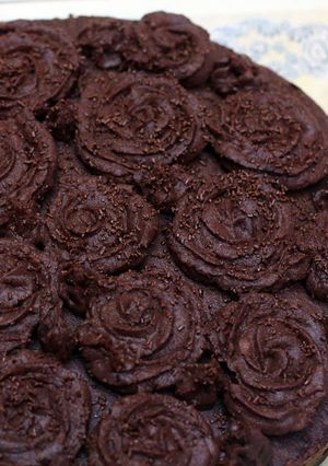 Una foto de Torta de chocolate con pure de banana verde